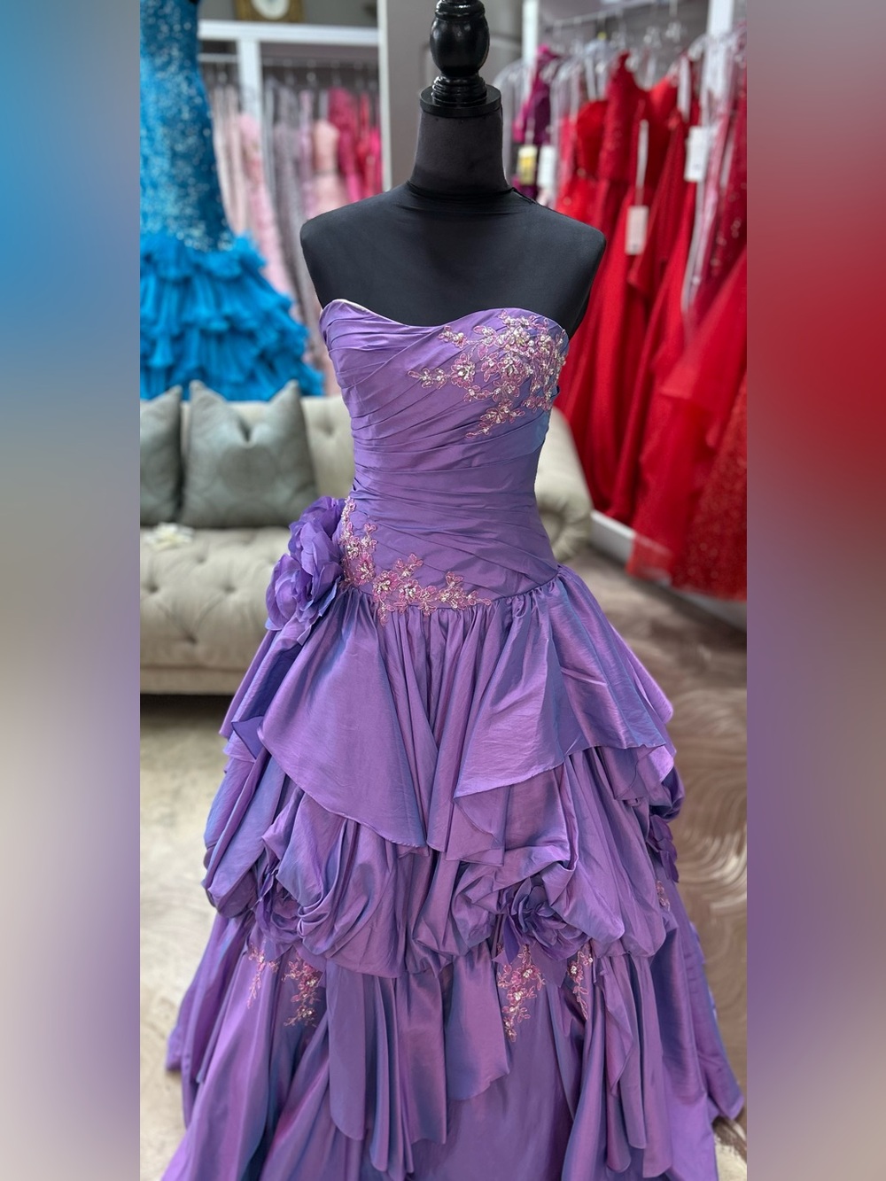 Allure Bridals Lavender Purple Ruffled Tulle Ball Gown